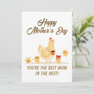 Happy Moederdag Funny Chicken Hen Mom Humor Feestdagenkaart
