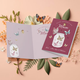 Happy Moederdag Gift Mum Waterverf Vlinders Kaart
