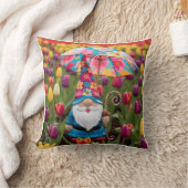Happy Moederdag: Gnome in Tulip Field Kussen (Deken)