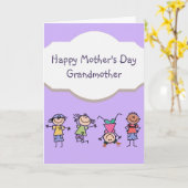 Happy Moederdag Grandmoeder Fun Kinder Cartoon Kaart (Gele Bloem)