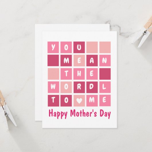 Happy Moederdag grappig Wordle Kaart (Voorkant / Achterkant in situ)