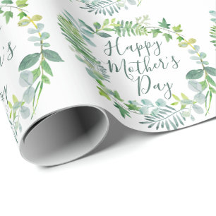 Happy Moederdag Greenery Foliage Wreath Cadeaupapier