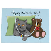 Happy Moederdag Grey Cat Groot Cadeauzakje (Achterkant)
