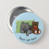 Happy Moederdag Grey Cat Ronde Button 7,6 Cm (Voorkant /achterkant)