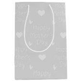 Happy Moederdag grey script Medium Cadeauzakje (Voorkant)