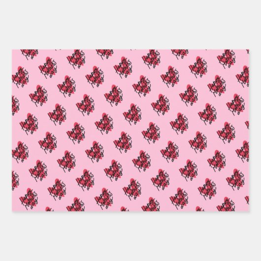 Happy Moederdag Handlettering Heart Moederdag Inpakpapier Vel (Voorkant 2)