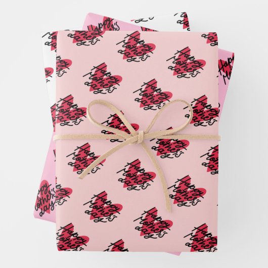 Happy Moederdag Handlettering Heart Moederdag Inpakpapier Vel (In situ)