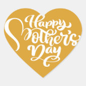 Happy Moederdag Hartvorm Golden Hart Sticker (Voorkant)