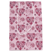 Happy Moederdag Heart Bouquet Pattern Medium Cadeauzakje (Voorkant)