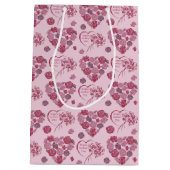 Happy Moederdag Heart Bouquet Pattern Medium Cadeauzakje (Achterkant)