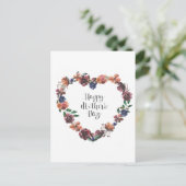 Happy Moederdag Heart Floral Flowers Script Briefkaart (Staand voorkant)