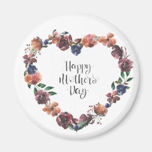 Happy Moederdag Heart Floral Flowers Script Magneet