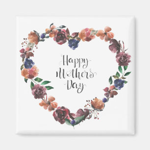 Happy Moederdag Heart Floral Flowers Script Magneet