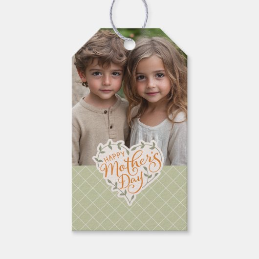 Happy Moederdag Heart Foto Gift Label Cadeaulabel (Voorkant)