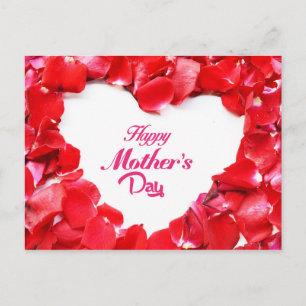 Happy Moederdag - Heart Shaped Roos Petals Briefkaart