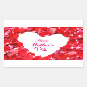 Happy Moederdag - Heart Shaped Roos Petals Rechthoekige Sticker