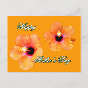 Happy Moederdag Hibiscus Oranje Sinaasappel bg The Briefkaart