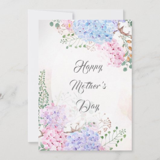 happy moederdag hydrangea card kaart (Voorkant)