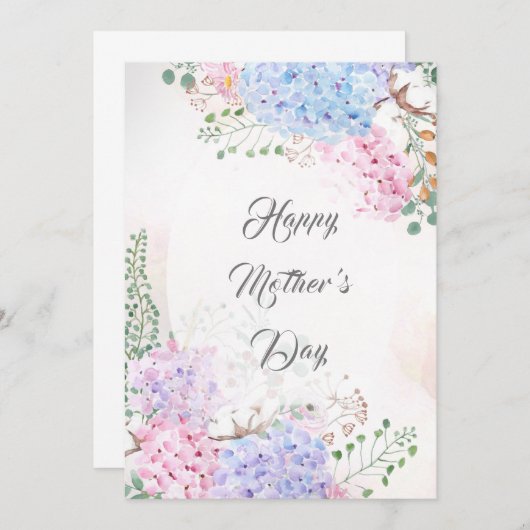 happy moederdag hydrangea card kaart (Voorkant / Achterkant)