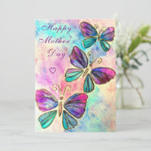 Happy Moederdag Kaart Butterflies Flying (Staand voorkant)