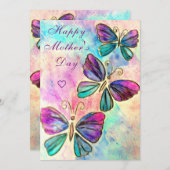 Happy Moederdag Kaart Butterflies Flying (Voorkant / Achterkant)