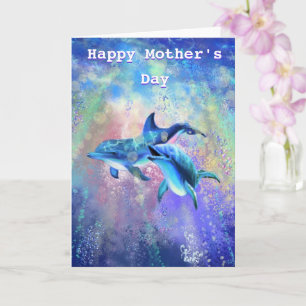 Happy Moederdag Kaart Dolphin Familie