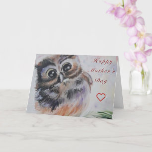 Happy Moederdag Kaart Little Owl Painting