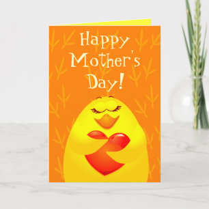 Happy Moederdag, kaart met kuiken