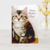 Happy Moederdag Kitten wenskaart Kaart (Gele Bloem)