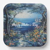 Happy Moederdag Lake Scene Papieren Bordje (Voorkant)