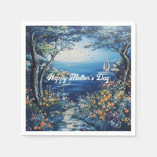 Happy Moederdag Lake Scene Servet (Voorkant)