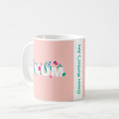 Happy Moederdag Levendige Roze en Groen Koffiemok (Voorkant links)