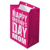 Happy Moederdag mam aangepaste roze Medium Cadeauzakje (Voorkant Gekanteld)