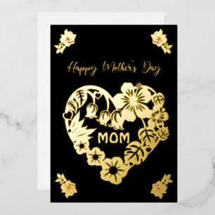 Happy Moederdag Mam Gold Foil en Rozen Folie Feestdagenkaart
