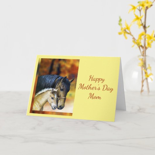 Happy Moederdag mam Moeder, Horse Equestrian Kaart (Gele Bloem)