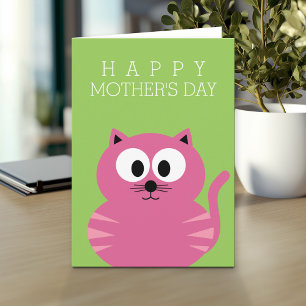 Happy Moederdag met Cute Pink Cat Kaart