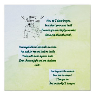 Happy Moederdag met een origineel gedicht Perfect Poster