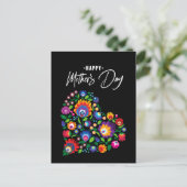 Happy Moederdag met Folklore Heart-tekst Briefkaart (Staand voorkant)