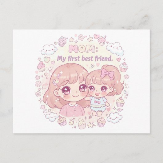 Happy Moederdag met leuke anime design Feestdagenkaart (Voorkant)