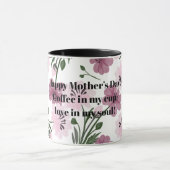 Happy Moederdag met Paarse roze bloemmotief Mok (Midden)