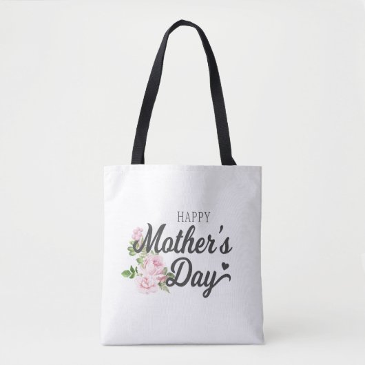 Happy Moederdag met roze rozen | Canvas tas (Voorkant)