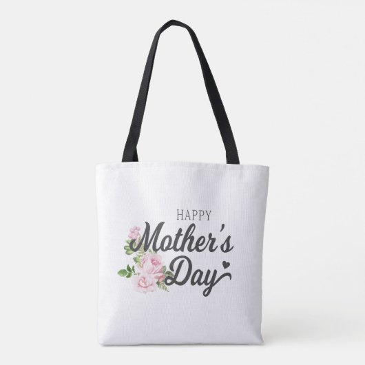 Happy Moederdag met roze rozen | Canvas tas (Achterkant)