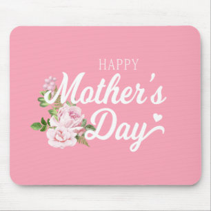 Happy Moederdag met roze rozen Mousepad Muismat