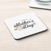 Happy Moederdag met roze rozen | ONDERZETTER (Linkerzijde)