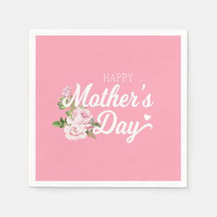 Happy Moederdag met roze rozen Papier Napkin Servet