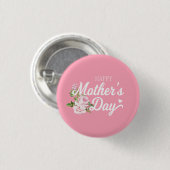 Happy Moederdag met roze rozen | Pin-Button Ronde Button 3,2 Cm (Voorkant /achterkant)