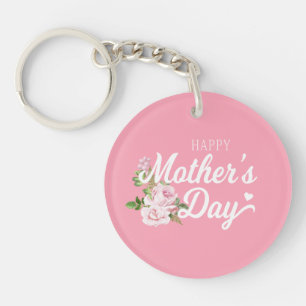 Happy Moederdag met roze rozen Sleutelhanger