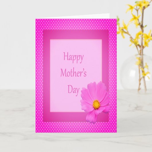 Happy Moederdag met roze ventilatorfeestdag Kaart (Gele Bloem)