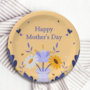 Happy Moederdag Modern Flowers Floral Botanical Papieren Bordje
