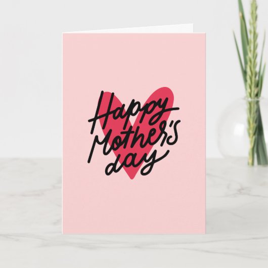 Happy Moederdag Modern Handlettering Heart Kaart (Voorkant)